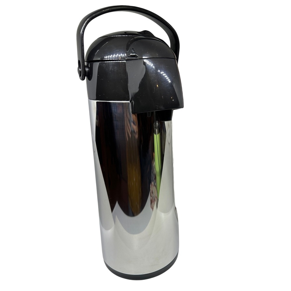 Gevalia Airpot Vacuum Bottle Silver Black Insulated Coffee Carafe Pump 1.8L